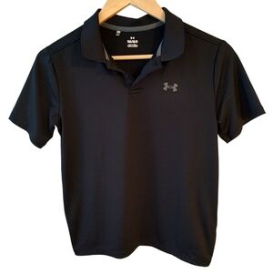 Under Armour Black Short Sleeve Collared Polo Shirt Size Youth Large